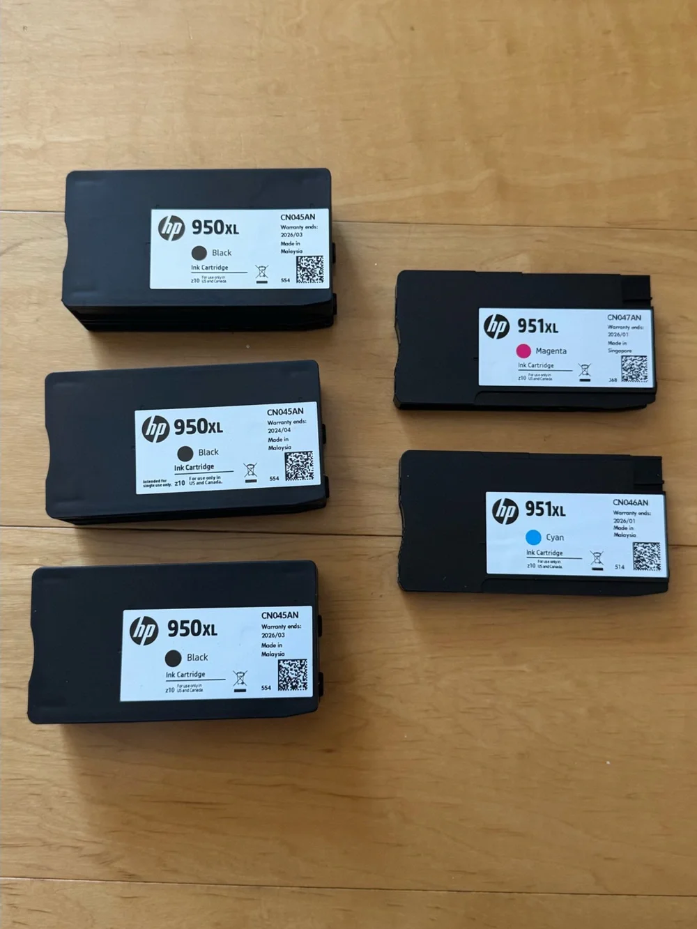 5pk Genuine HP Ink 950XL Black x3 & 951XL Magenta Cyan OfficeJet Set